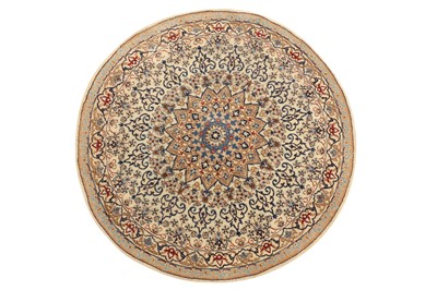 Lot 2 - A FINE PART SILK NAIN CIRCULAR RUG, CENTRAL PERSIA