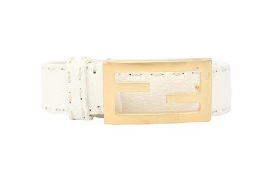 Lot 517 - Fendi White Selleria FF Logo Belt - Size 90