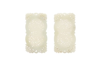 Lot 314 - A PAIR OF CHINESE WHITE JADE RETICULATED PERFUMIERS.