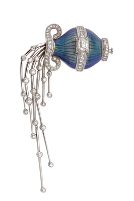 Lot 137 - An enamel and diamond brooch