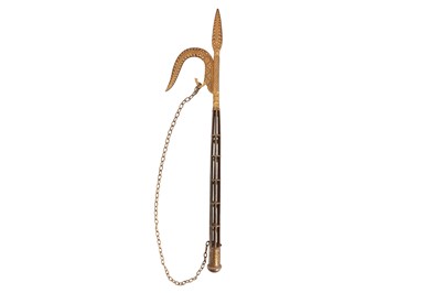 Lot 21 - A SILVER AND GOLD-DAMASCENED STEEL ELEPHANT GOAD (ANKUS)