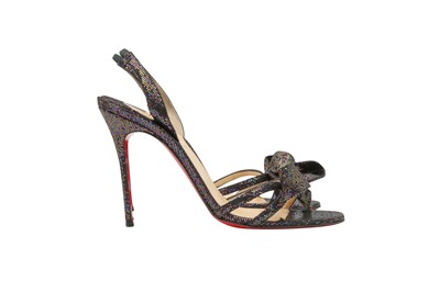 Lot 638 - Christian Louboutin Black Glitter Grusanda Heeled Sandal - Size 38.5