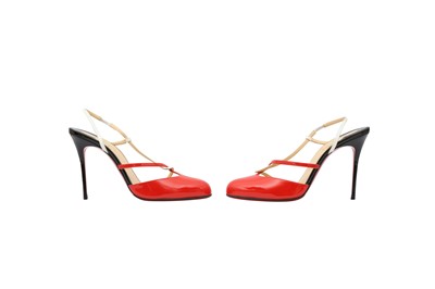 Lot 26 - Christian Louboutin Tri Colour Sling Back Heeled Pump - Size 38.5