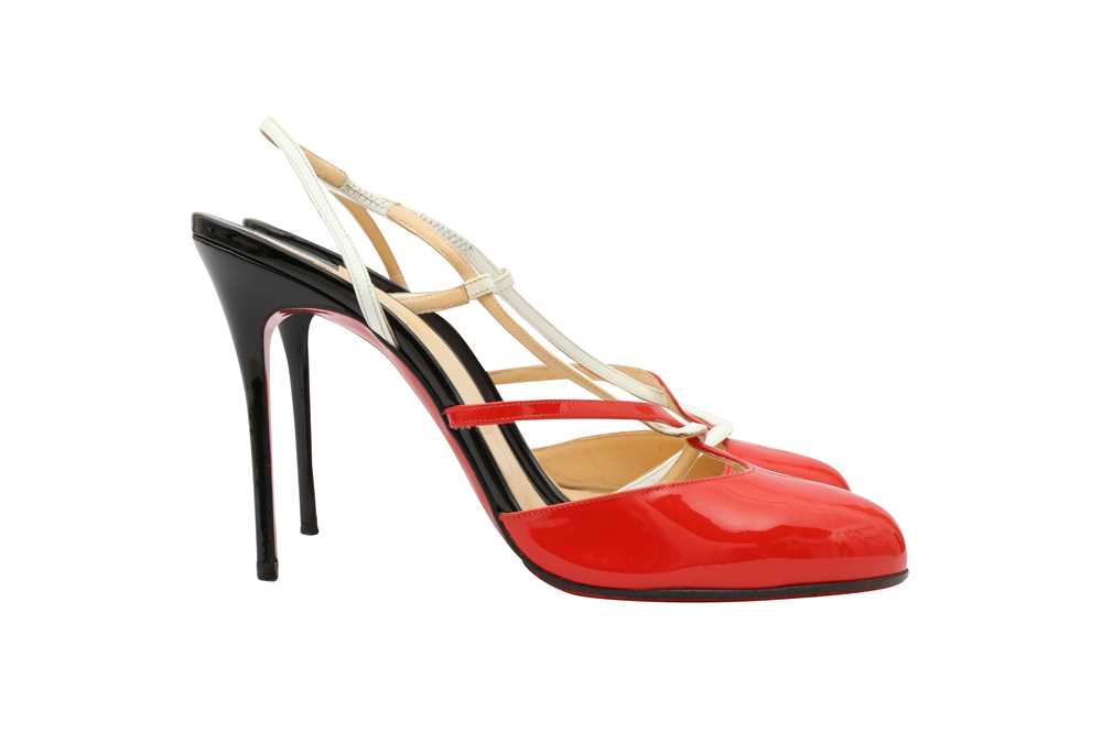 Lot 26 - Christian Louboutin Tri Colour Sling Back Heeled Pump - Size 38.5