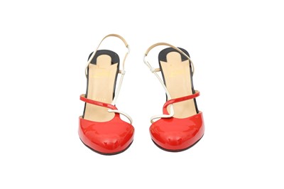 Lot 26 - Christian Louboutin Tri Colour Sling Back Heeled Pump - Size 38.5