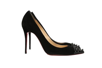 Lot 556 - Christian Louboutin Black Geo Spike Heeled Pump - Size 38