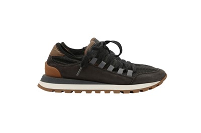 Lot 562 - Brunello Cucinelli Black Mesh Embellished Trainer - Size 37