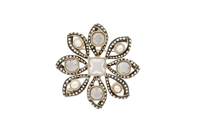 Lot 470 - Chanel Black Large Crystal Pearl Brooch