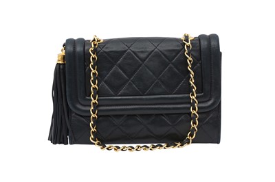 Lot 154 - Chanel Navy Blue Small Tassel Flap Bag