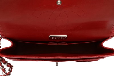Lot 3 - Chanel Red Embossed Jumbo Classic Double Flap Bag