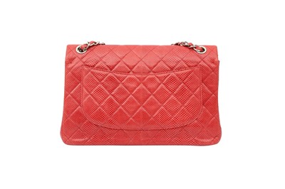 Lot 3 - Chanel Red Embossed Jumbo Classic Double Flap Bag