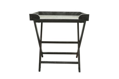 Lot 404 - A FAUX CROCODILE EFFECT LEATHER BUTLERS TRAY ON STAND, CONTEMPORARY