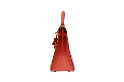 Lot 1 - Hermes Rouge Vif Ostrich Kelly 32