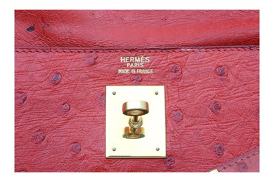 Lot 1 - Hermes Rouge Vif Ostrich Kelly 32
