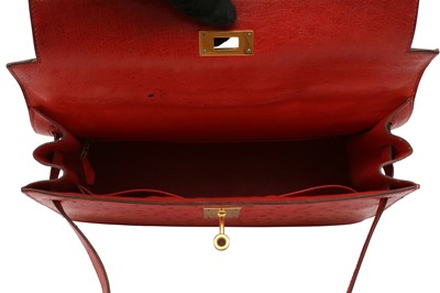 Lot 1 - Hermes Rouge Vif Ostrich Kelly 32