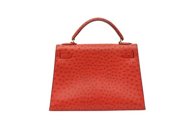 Lot 1 - Hermes Rouge Vif Ostrich Kelly 32