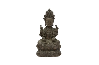 Lot 214 - A CHINESE BRONZE FIGURE OF A BODHISATTVA.