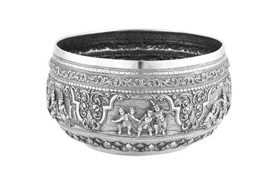 Lot 174 - A late 19th century Burmese unmarked silver bowl, Rangoon circa 1890
