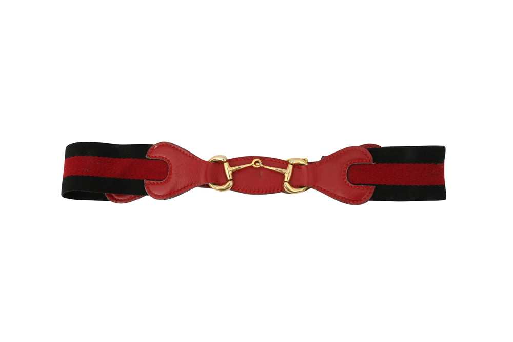 Lot 23 - Gucci Red Horsebit Web Belt - Size 71