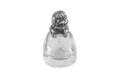 Lot 60 - A Victorian unmarked silver mounted novelty inkwell, London circa 1880 retailed by Walter Thornhill