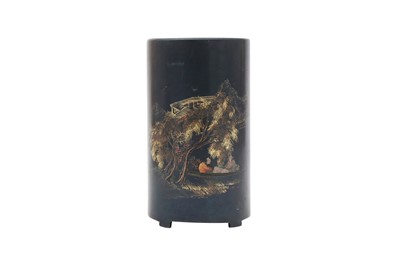 Lot 298 - A CHINESE BLUE FUJIANESE LACQUER BRUSH POT, BITONG.