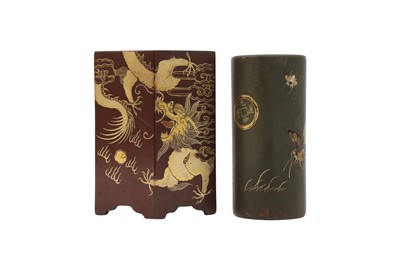 Lot 300 - TWO CHINESE FUJIANESE LACQUER BRUSH POTS, BITONG.