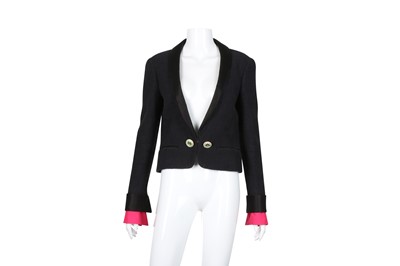 Lot 451 - Chanel Black Textured Short Jacket - Size 38