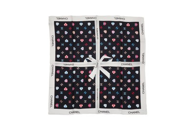 Lot 497 - Chanel 'CC Heart' Silk Print Scarf