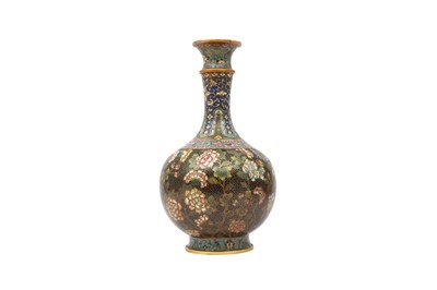 Lot 268 - A CHINESE CLOISONNÉ ENAMEL BLACK-GROUND VASE.