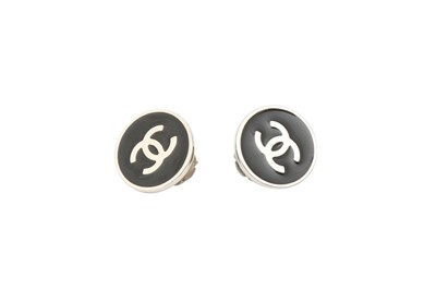 Lot 642 - Chanel Black CC Logo Clip On Earrings