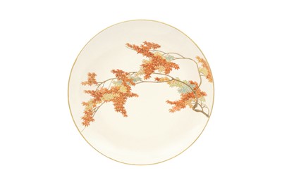 Lot 487 - A JAPANESE SATSUMA 'MOMIJI' DISH BY YABU MEIZAN.