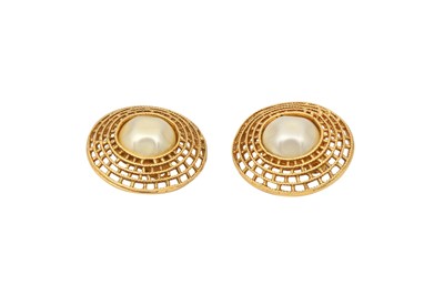Lot 395 - Chanel Circle Pearl Clip On Earrings