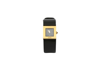 Lot 471 - Chanel Black Mademoiselle Bracelet Watch