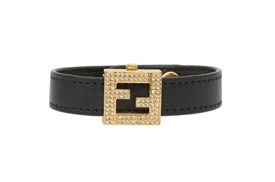 Lot 476 - Fendi Black FF Logo Embellished Bracelet