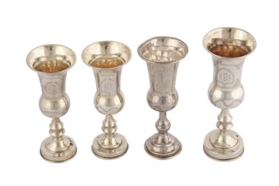 Lot 572 - Judaica – Three George V sterling silver gilt kiddish cups, London 1921 by Joseph Zweig