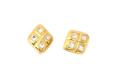 Lot 392 - Chanel Diamond Shape Crystal Clip On Earrings