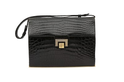Lot 449 - λ Jean Patou Black Crocodile Flap Bag