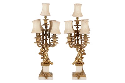 Lot 36 - A PAIR OF 19TH CENTURY GILT BRONZE CANDELABRA