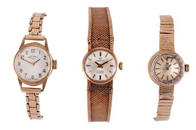 Lot 109 - THREE LADIES MANUAL BRACELET WATCHES.