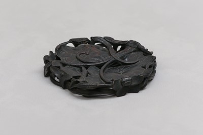 Lot 1 - A CHINESE WOOD 'LOTUS LEAVES'  STAND.