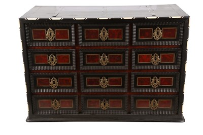Lot 94 - AN INDO-PORTUGUESE EBONY AND TORTOISESHELL CABINET, 18TH CENTURY