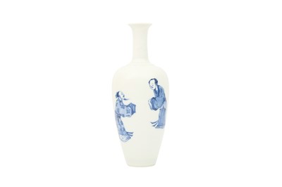 Lot 552 - A CHINESE BLUE AND WHITE FIGURATIVE VASE.
