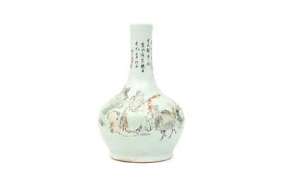 Lot 755 - A CHINESE FAMILLE ROSE 'SHEPHERD' BOTTLE VASE.