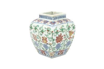 Lot 653 - A CHINESE WUCAI 'EIGHT BUDDHIST SYMBOLS' JAR.