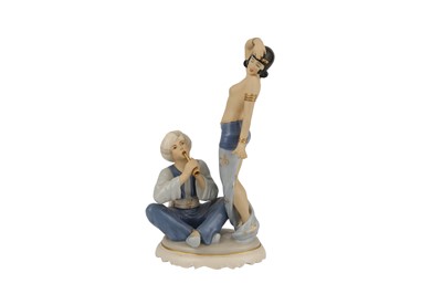 Lot 242 - A ROYAL DUX PORCELAIN FIGURAL GROUP