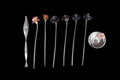 Lot 348 - SIX MURANO GLASS FLOWERS