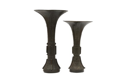 Lot 507 - TWO CHINESE BRONZE VASE, GU.