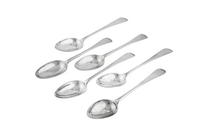 Lot 388 - A pair of George III Scottish sterling silver tablespoons, Edinburgh 1776 by James Hewitt