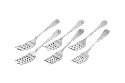 Lot 389 - A set of six William IV Scottish sterling silver table forks, Edinburgh 1833 by Alexander Cameron of Dundee