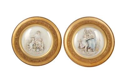 Lot 243 - A PAIR OF CONTINENTAL PORCELAIN PANELS, 20TH CENTURY